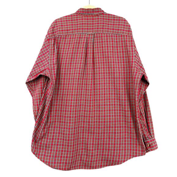 Nautica Classic Red Plaid‎ Pattern Long Sleeve Button-Up Shirt Mens Large - Picture 2 of 6